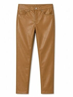 NWT MOTHER CASHEW BROWN PU LEATHER MID RISE ANKLE PANTS